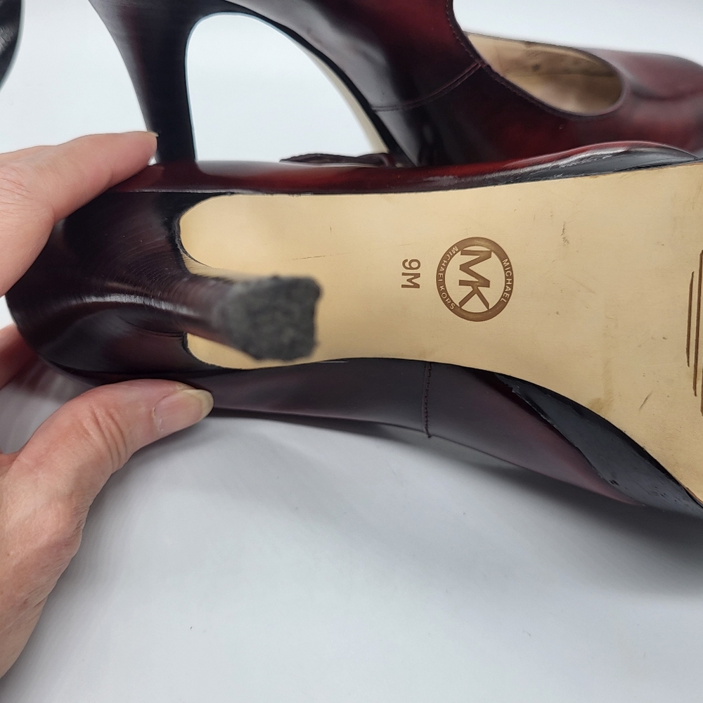 Michael Kors Eboni Bordeaux Mary Janes Platform Pump Sz.9 - Picture 8 of 16